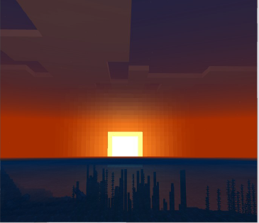 This os a photo that i took in the
   ocean at sun rice
   in minecraft